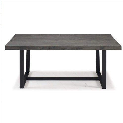 Modern Distressed Solid Wood And Metal Open Frame Dining Table Grey