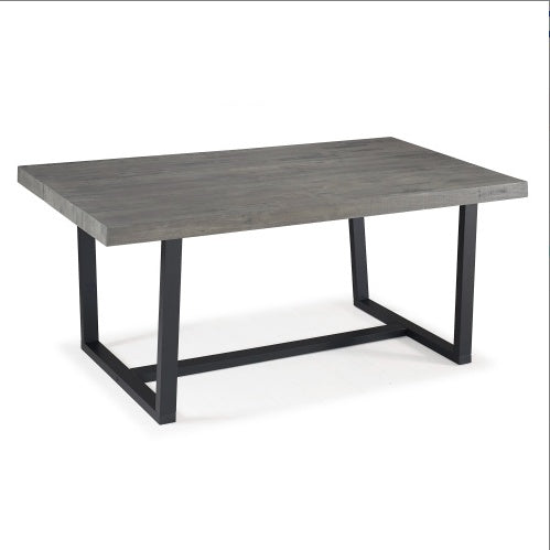 Modern Distressed Solid Wood And Metal Open Frame Dining Table Grey